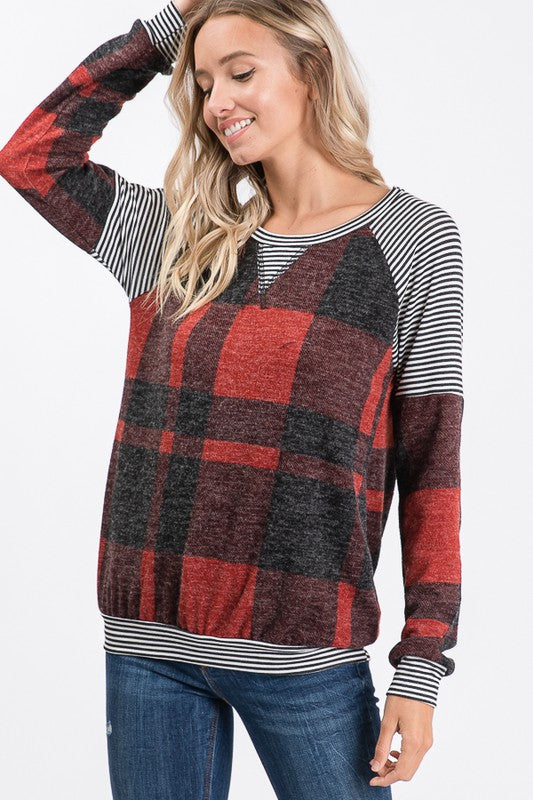 Brushed Plaid Sweatshirt