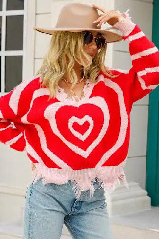 Heart Distressed Sweater