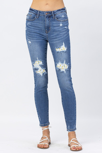 Judy Blue High Waisted Lemon Patch Skinny Jeans