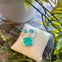 Blue Crystal Square Diamond Pendant Necklace and Earring Set