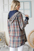 Washed Plaid Button Down Hoodie Shirt