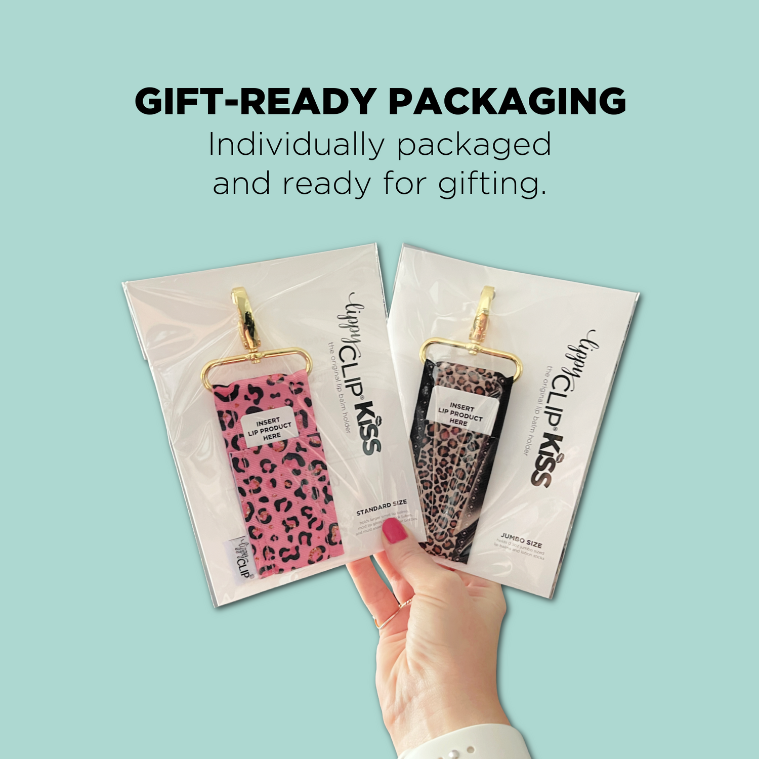 Leopard LippyClipKISS for larger lip balms, essential oil rollers, and more