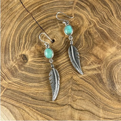 Turquoise Feather Earring