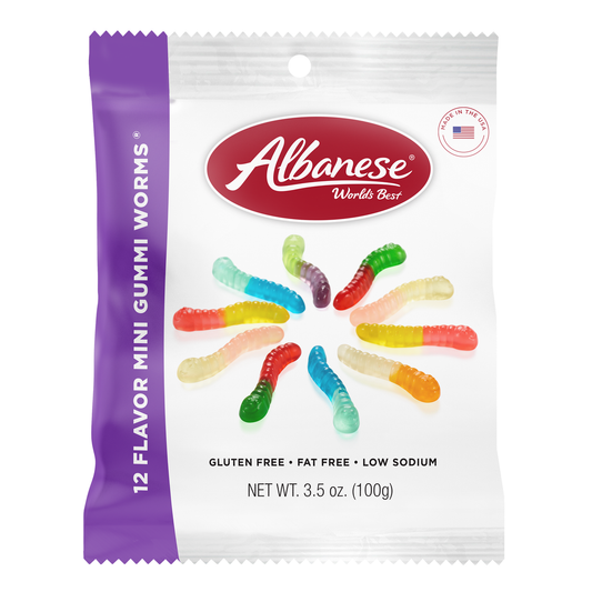 Albanese 12 Flavor Mini Gummy Worms- Regular/Sour