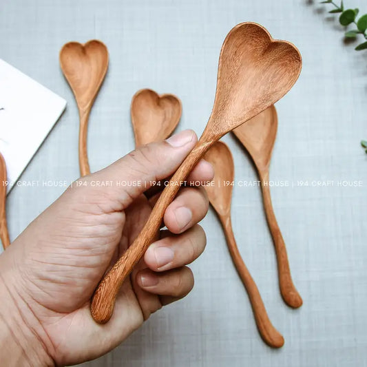 Hand-Carved Wiggle Heart Wooden Spoon - Cooking Utensils
