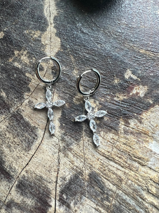 CZ Cross Dangle Earring