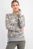 Camo Printed Round Neckline Long Sleeve Top