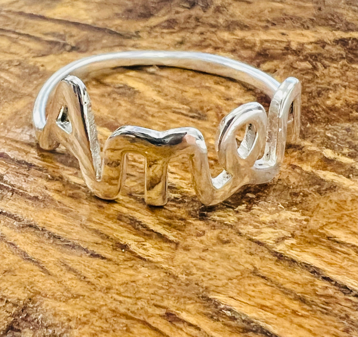 Sterling Silver Amen Script Ring