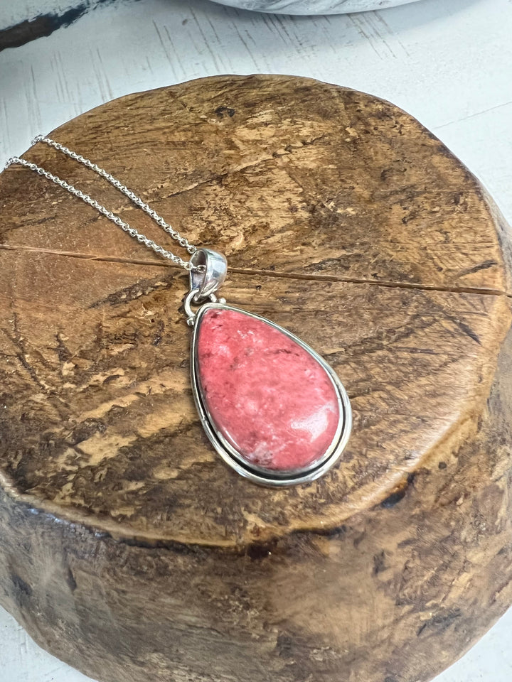 Pink TearDrop Rhodonite Necklace