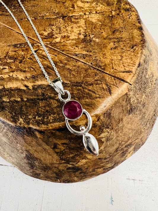 Sterling Silver Pink Gemstone Necklace