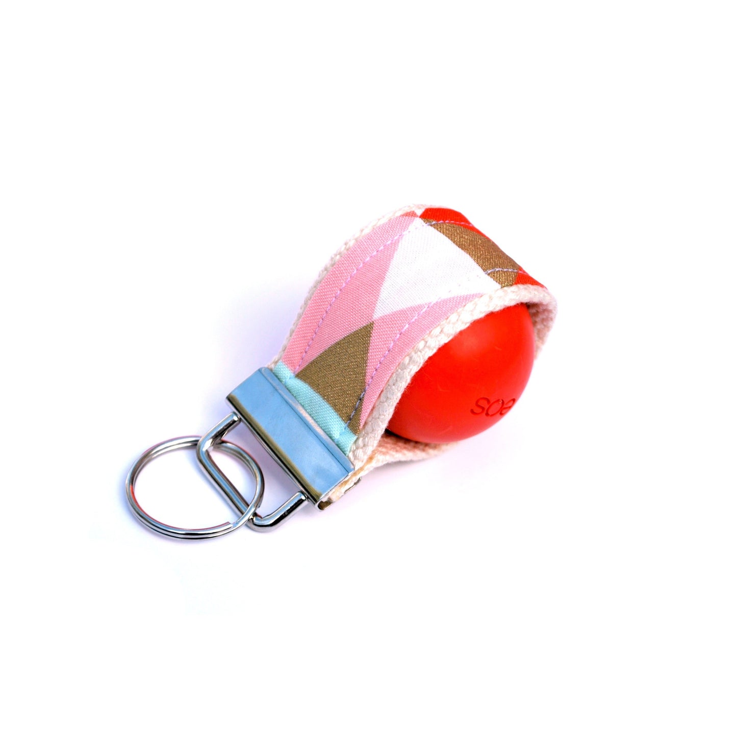 LippyLoop™ EOS Holder Keychain:  Coral Mint and Gold Geometric LippyClip®