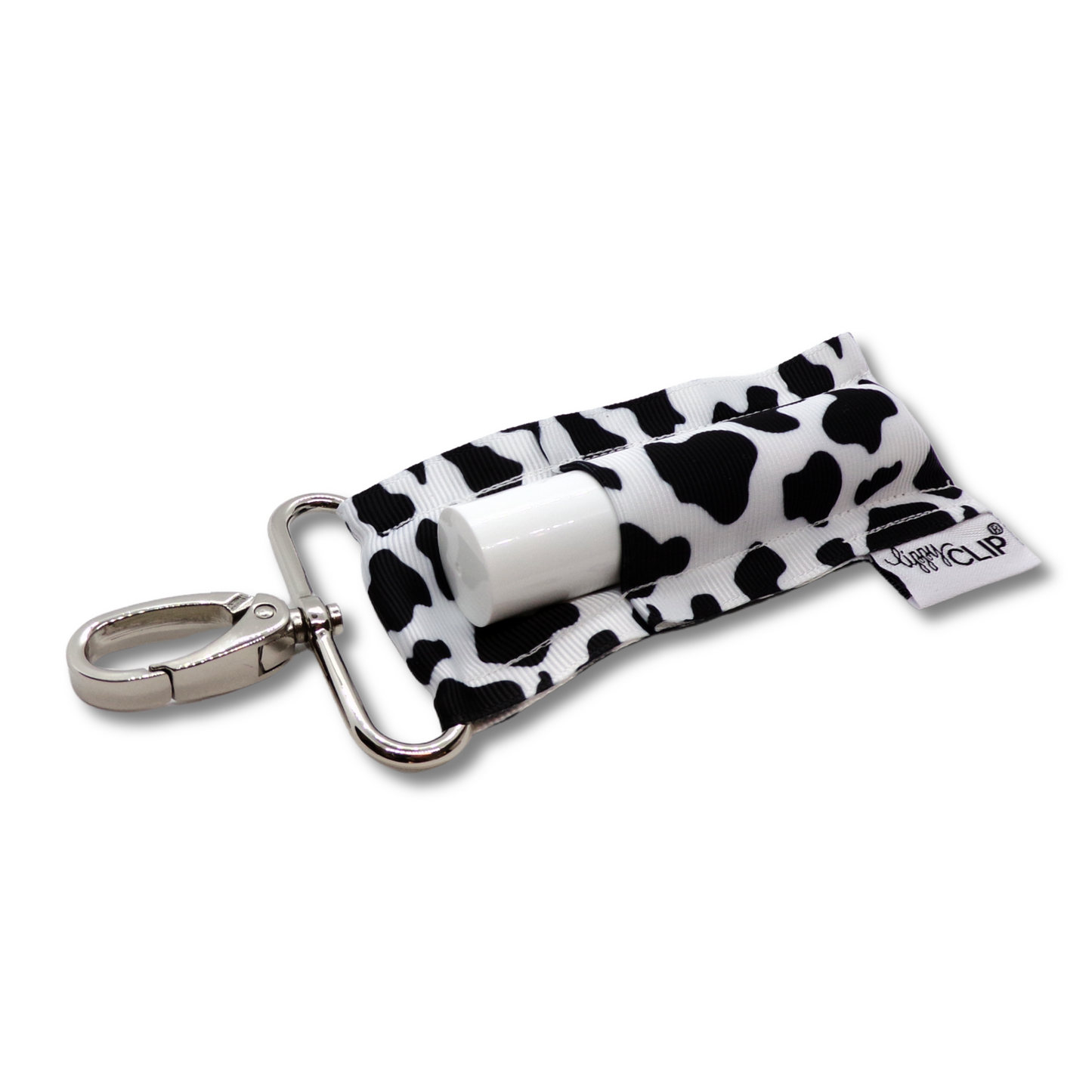 Cow Print LippyClipKISS for larger lip balms, essential oil rollers, and more