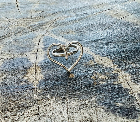 Sterling Silver Adjustable Heart Ring