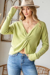 CONVERTIBLE SUPER SOFT FRONT KNOTTED SWEATER TOP