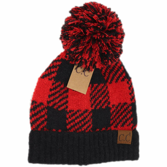 Buffalo Plaid Jaquard Knit C.C. Beanie