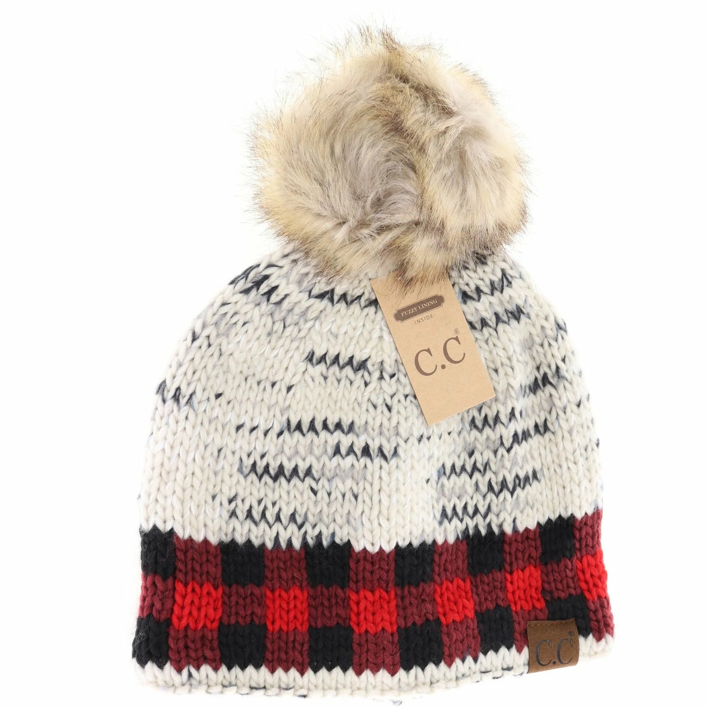 Plaid Pattern Mixing C.C. Beanie