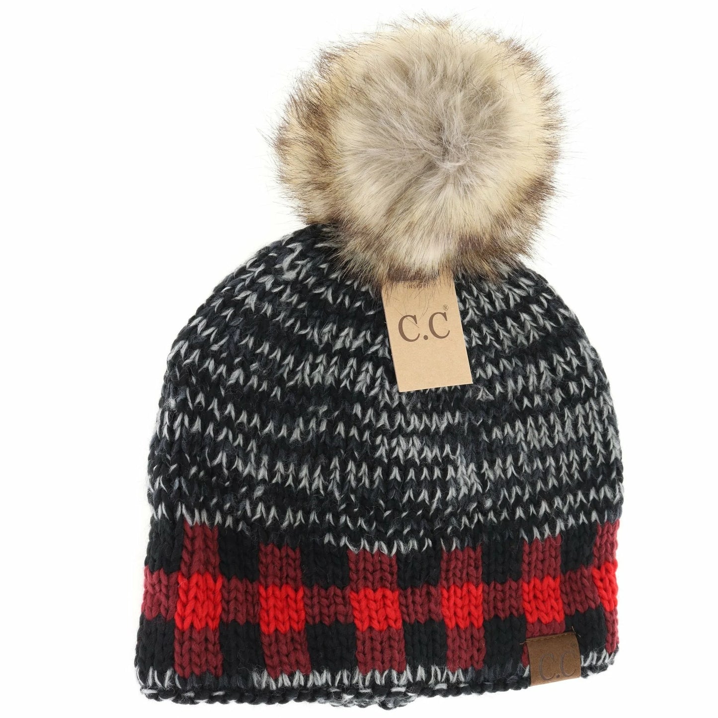 Plaid Pattern Mixing C.C. Beanie