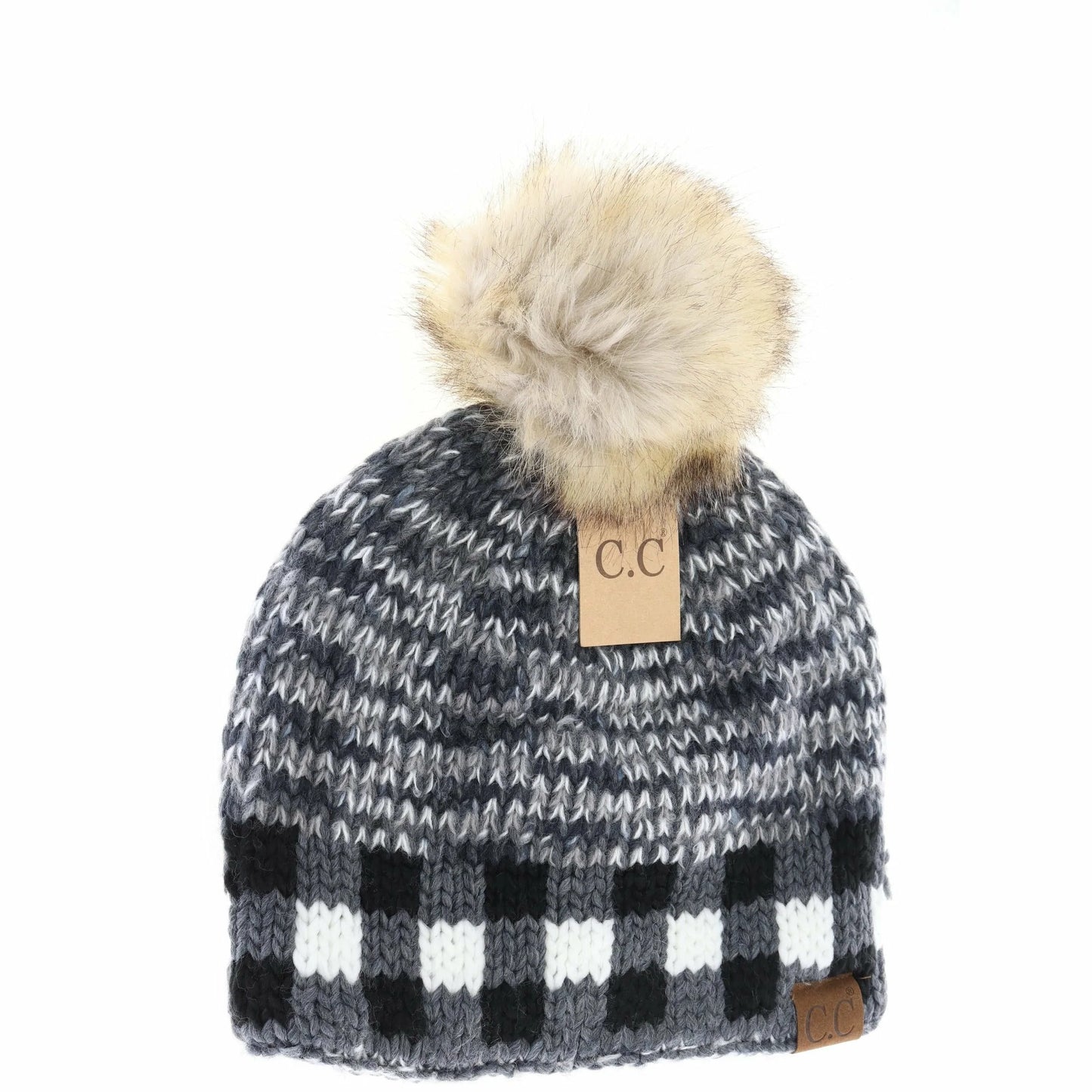 Plaid Pattern Mixing C.C. Beanie