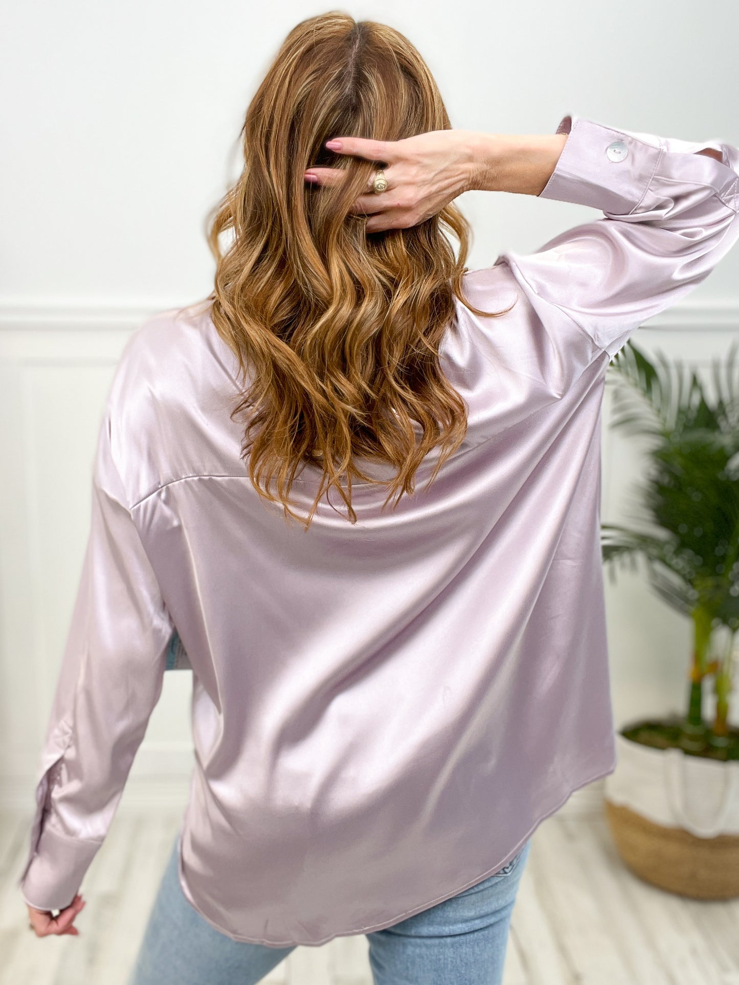 Be the Exception Satin Button Down Top