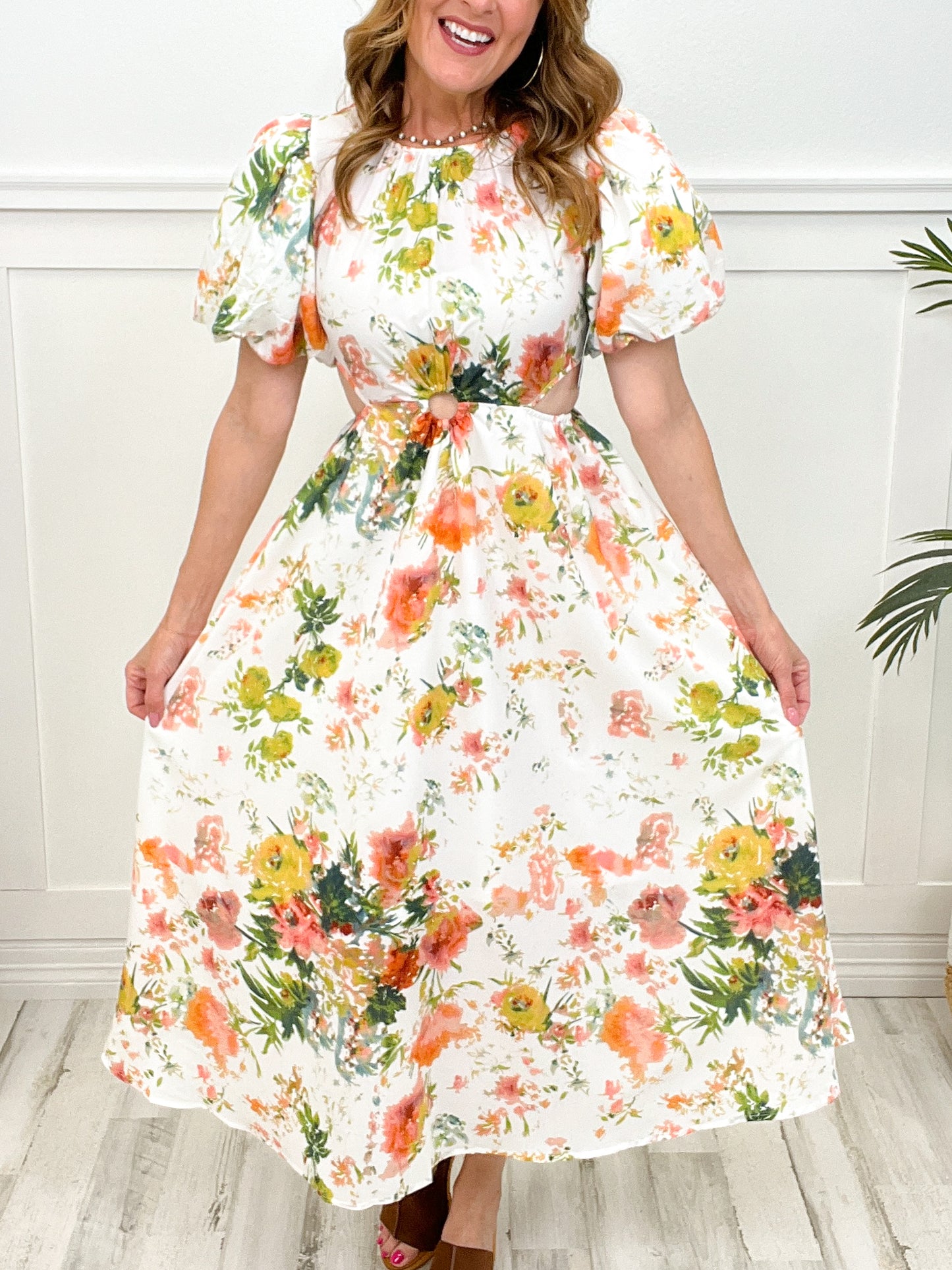 Play it Up Floral Cutout Dress