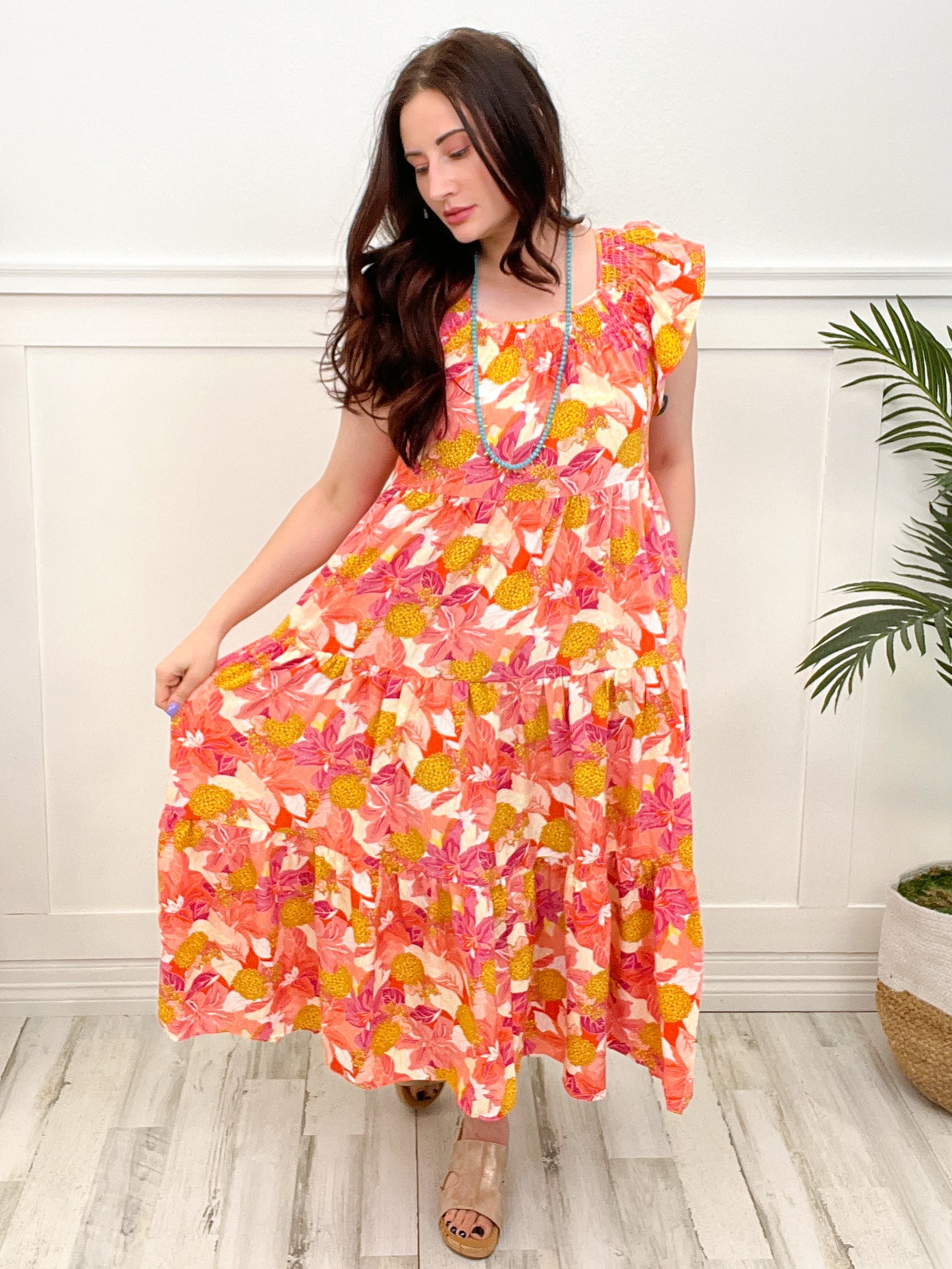 In Full Bloom Floral Tiered Dress