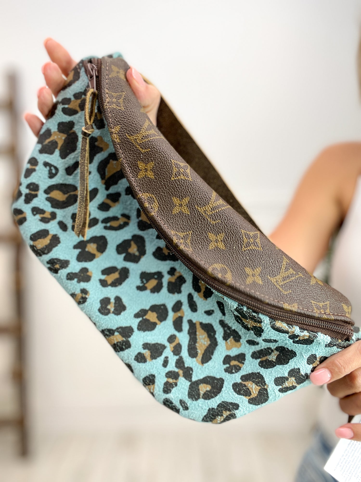 Leopard Leather Bum Bag with LV – Emma Lou's Boutique