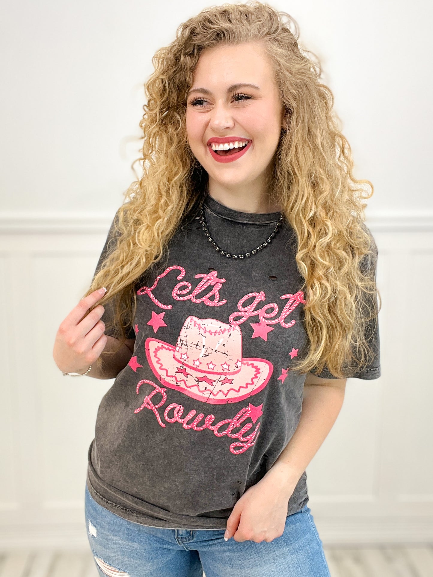 Let's Get Rowdy Distressed Tee