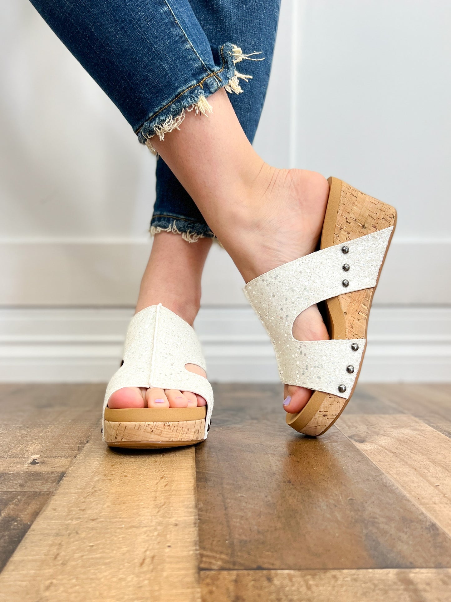 Corkys Oasis Glitter Wedge Sandal