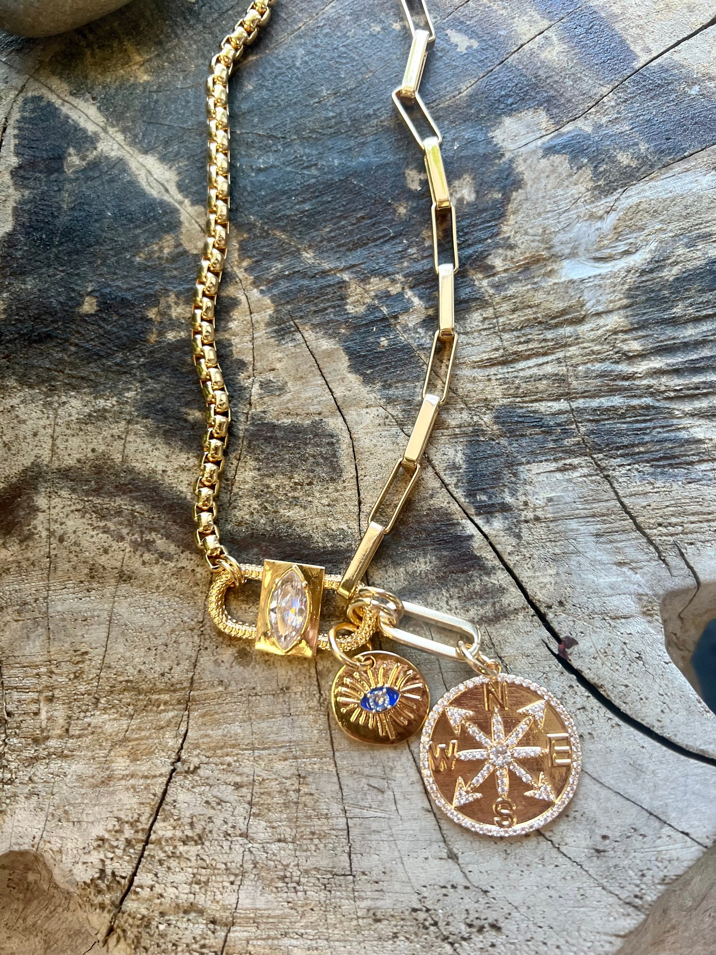 Find Your Way Compass Gold Necklace