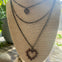 Triple Layer Gunmetal Heart Necklace