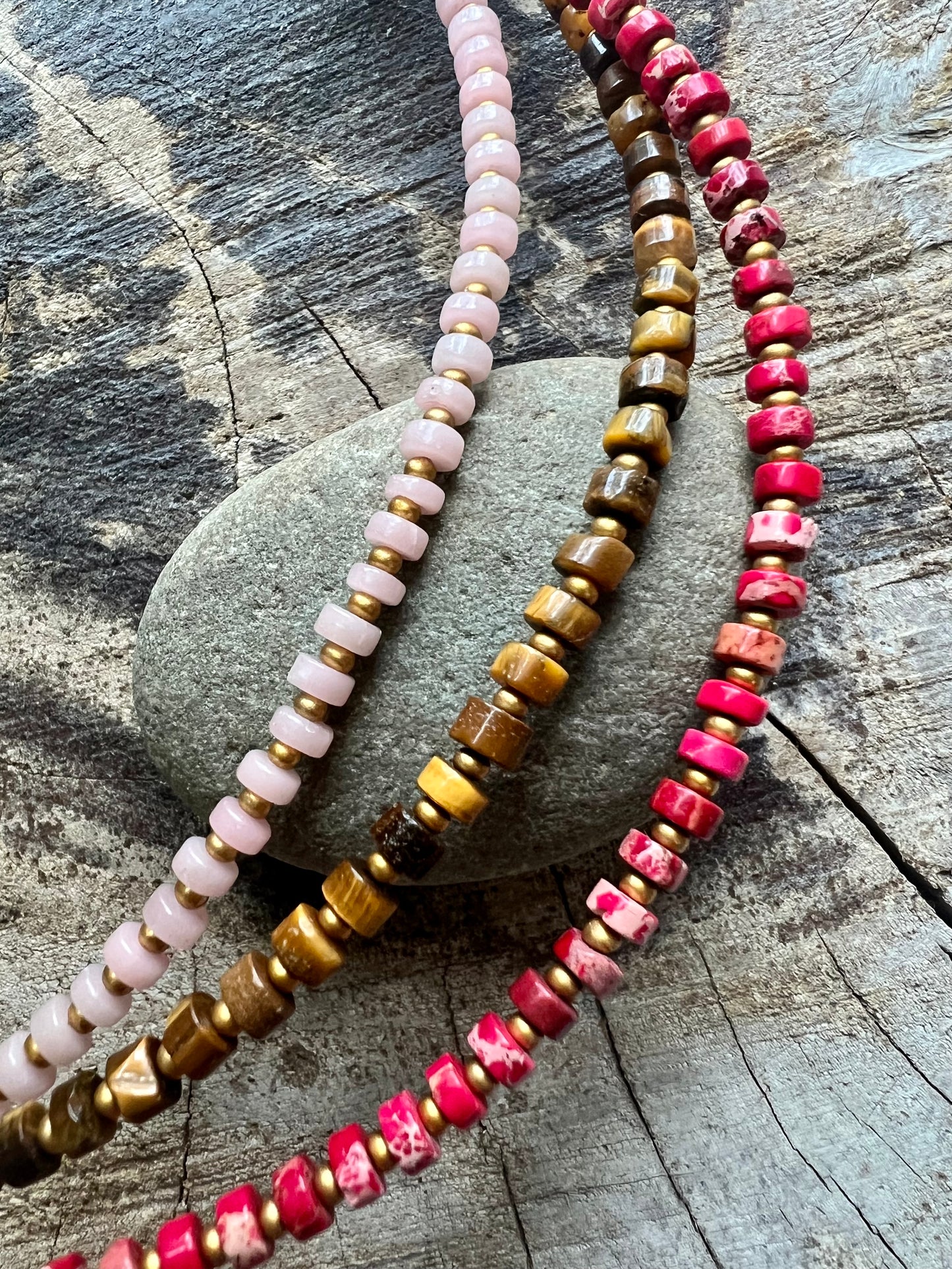 Natural Stone Seed Bead Necklace