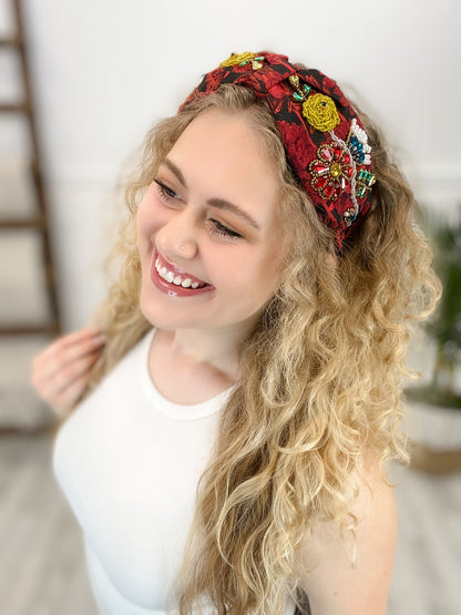 Satin Fabric Wide Jeweled Headband