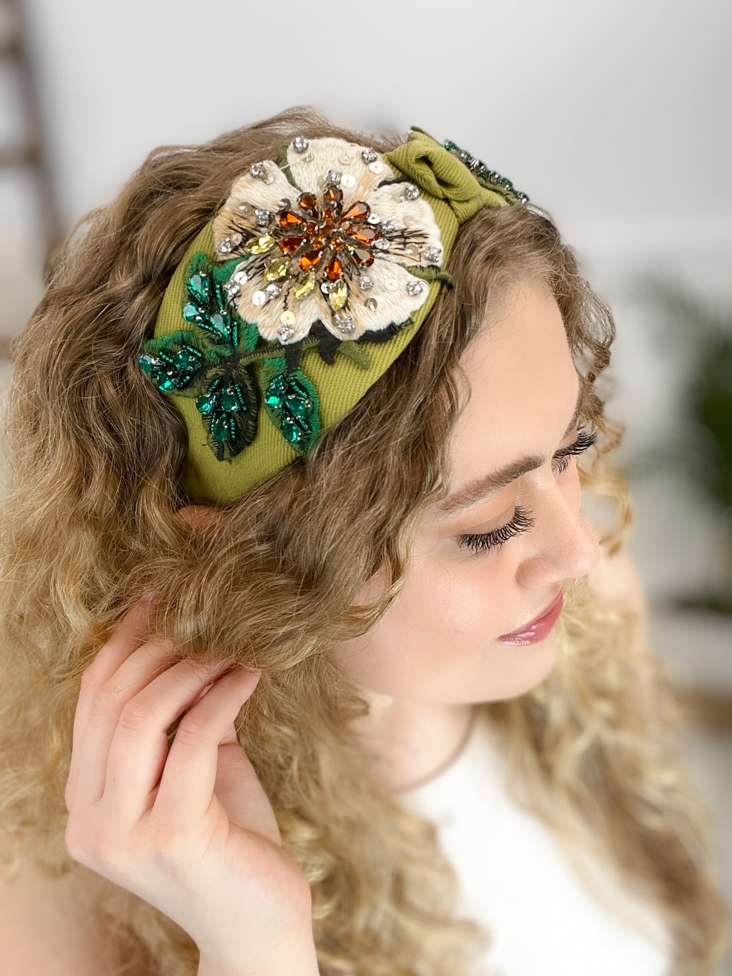 Fabric Wide Jeweled Headband