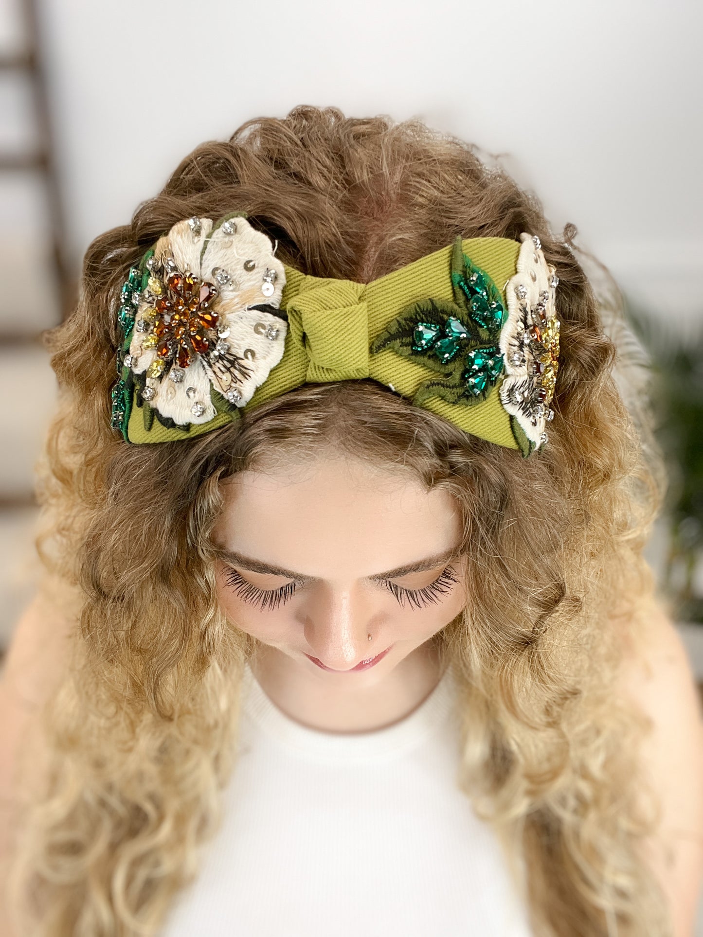 Fabric Wide Jeweled Headband