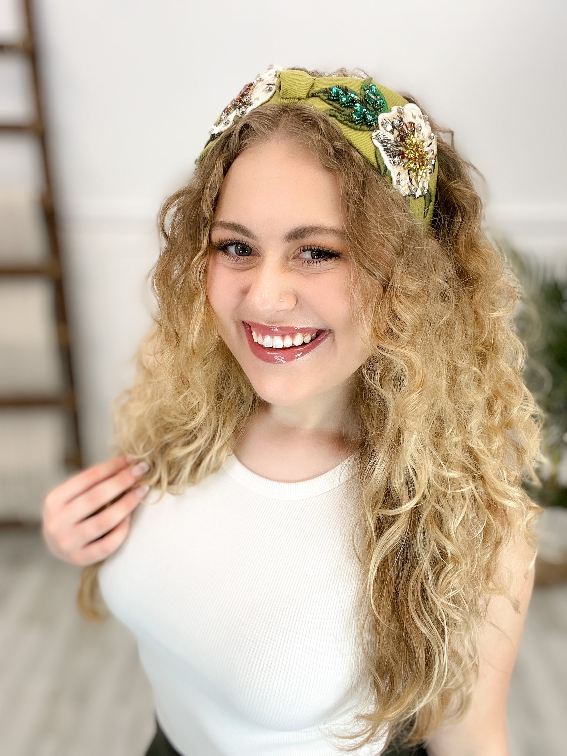 Fabric Wide Jeweled Headband