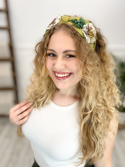 Fabric Wide Jeweled Headband