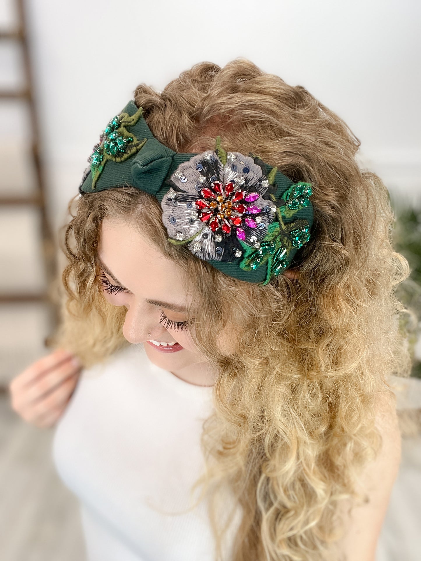 Fabric Wide Jeweled Headband