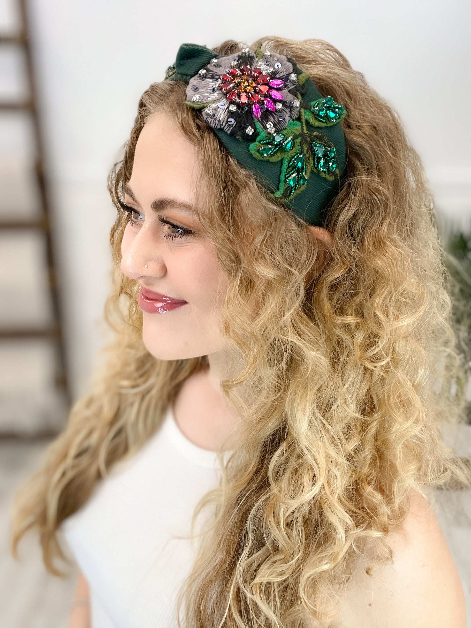 Fabric Wide Jeweled Headband
