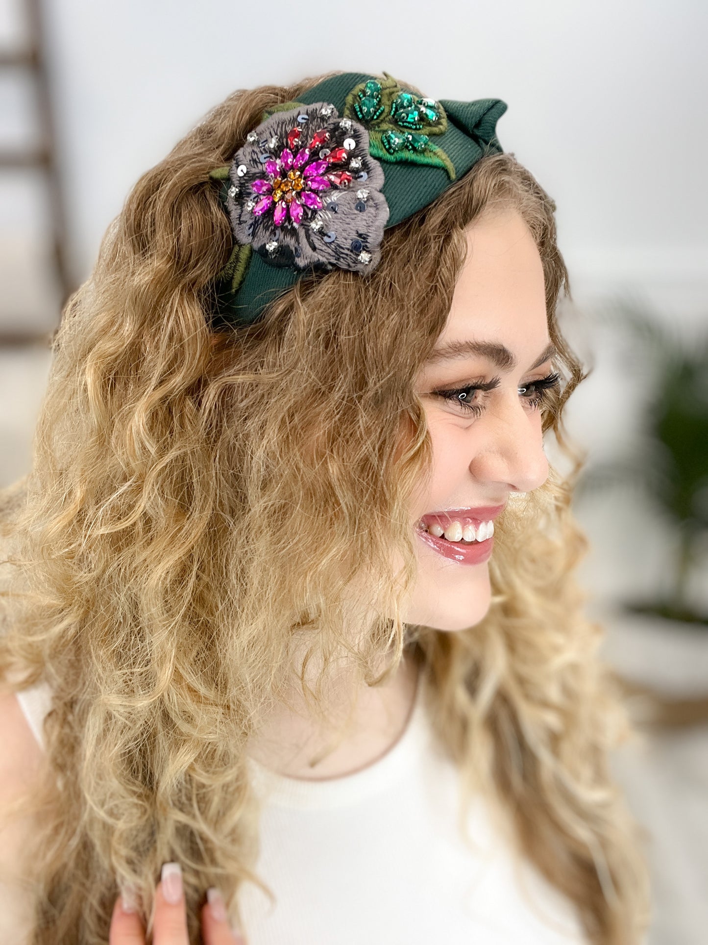 Fabric Wide Jeweled Headband