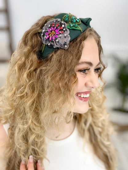 Fabric Wide Jeweled Headband