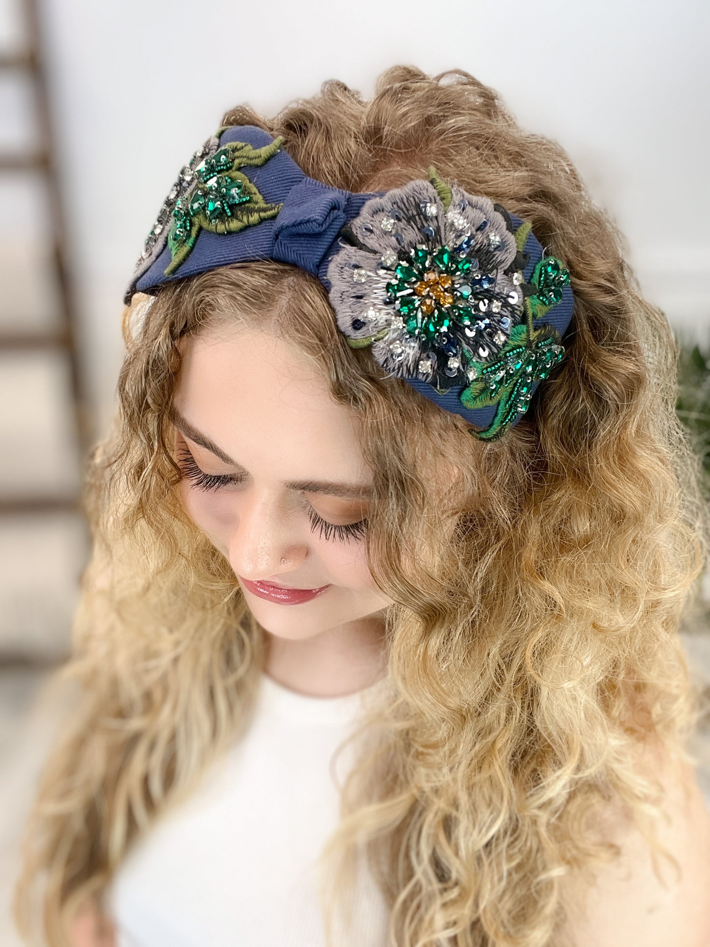 Fabric Wide Jeweled Headband