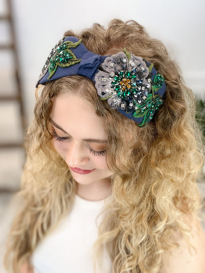 Fabric Wide Jeweled Headband