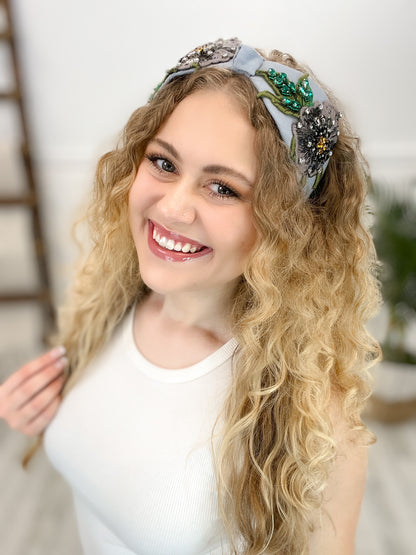 Fabric Wide Jeweled Headband
