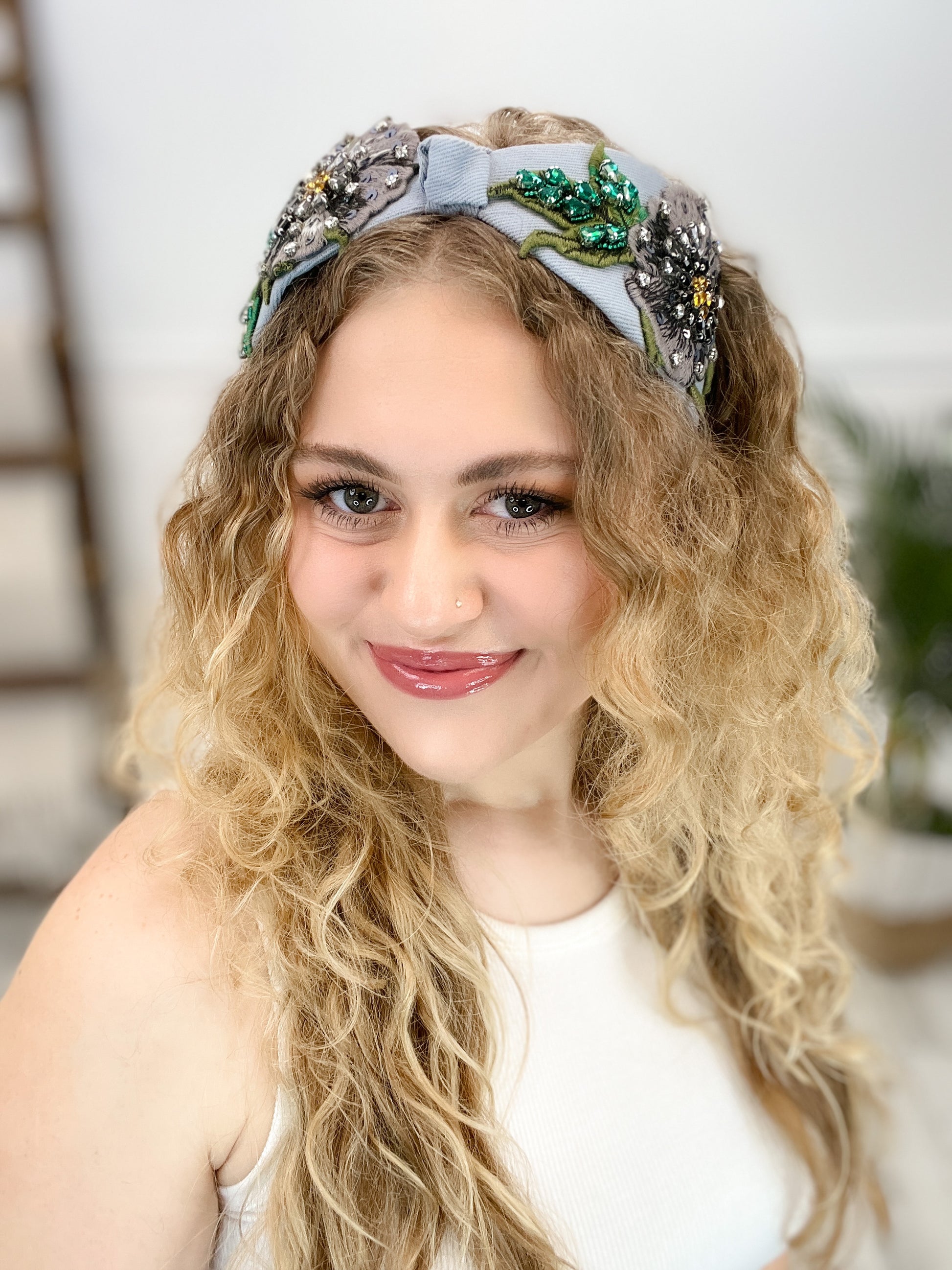 Fabric Wide Jeweled Headband