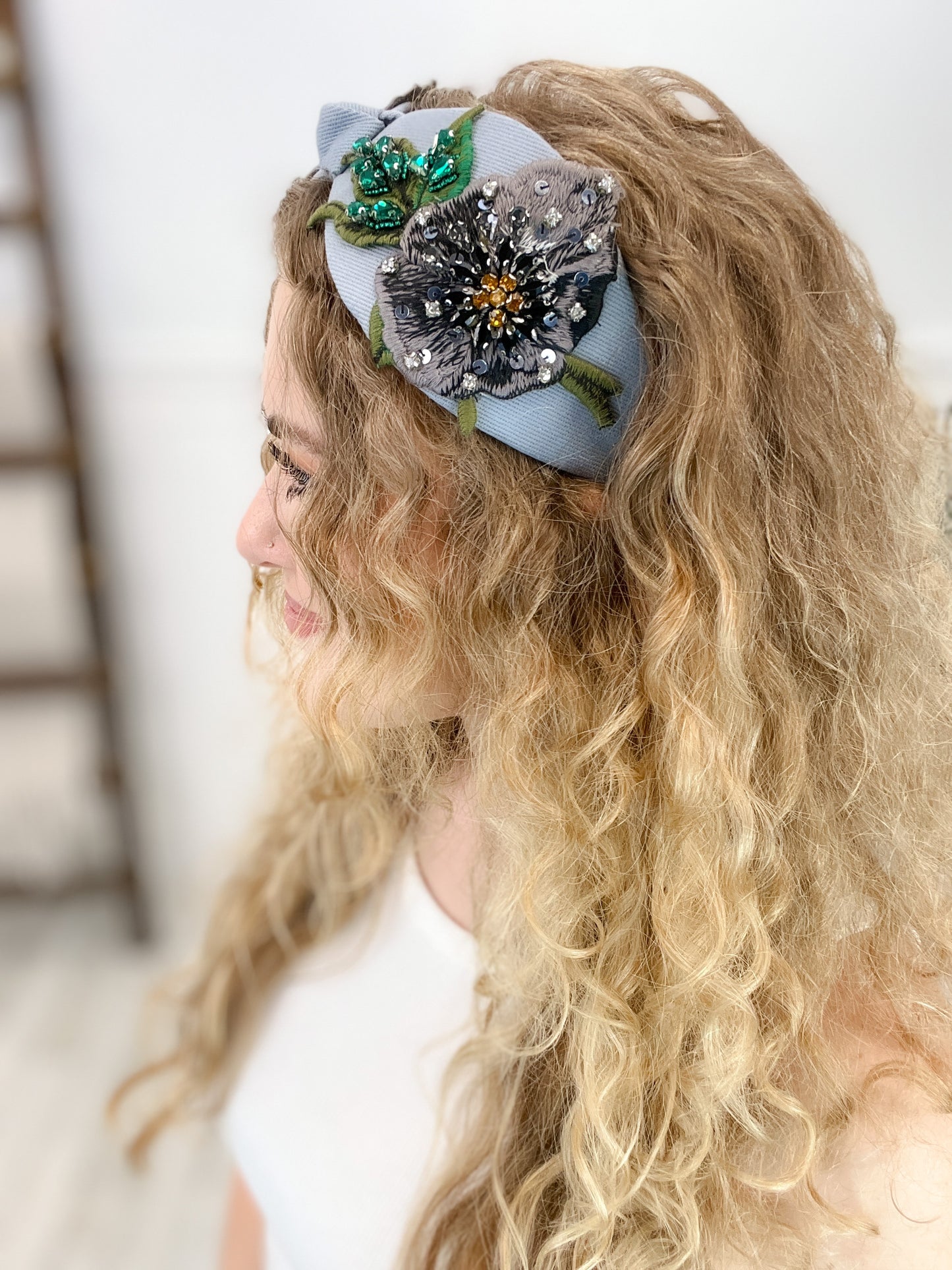 Fabric Wide Jeweled Headband