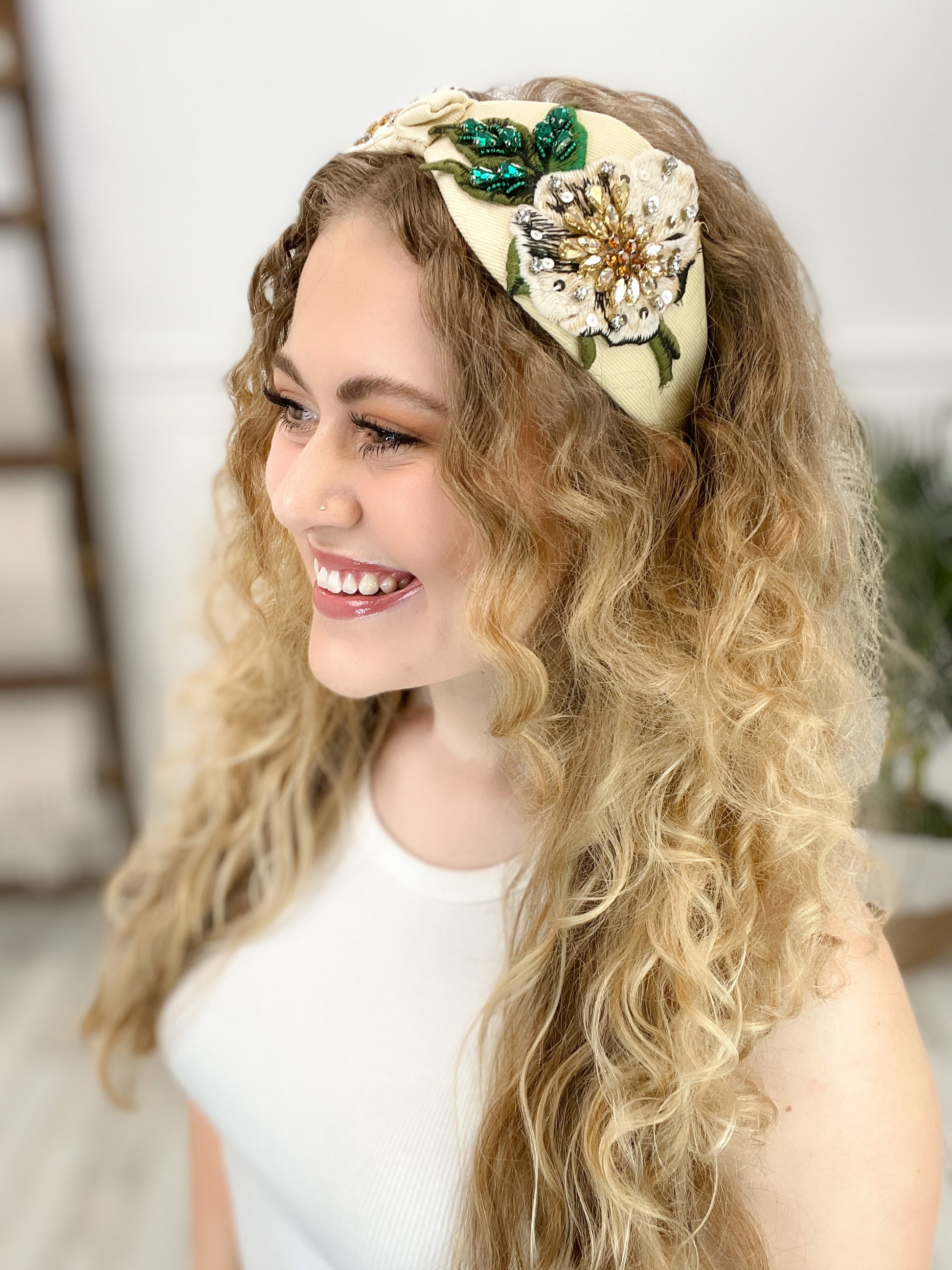 Fabric Wide Jeweled Headband