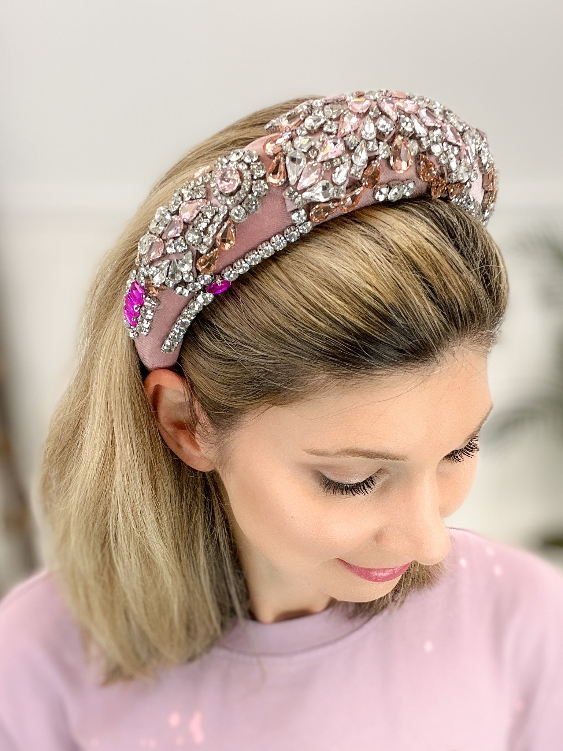 Velvet Headband Adorned with Rhinestones