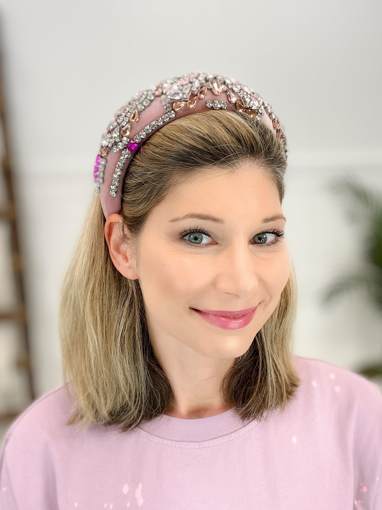 Velvet Headband Adorned with Rhinestones