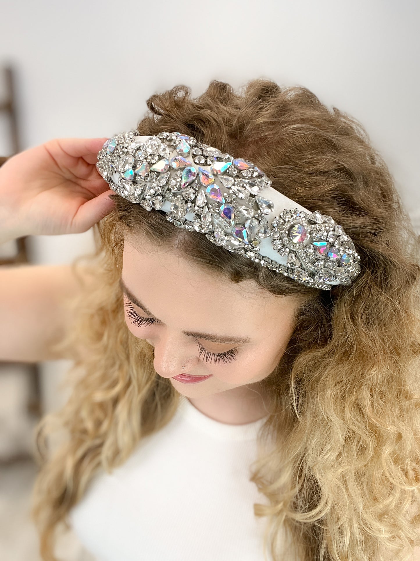 Velvet Headband Adorned with Rhinestones