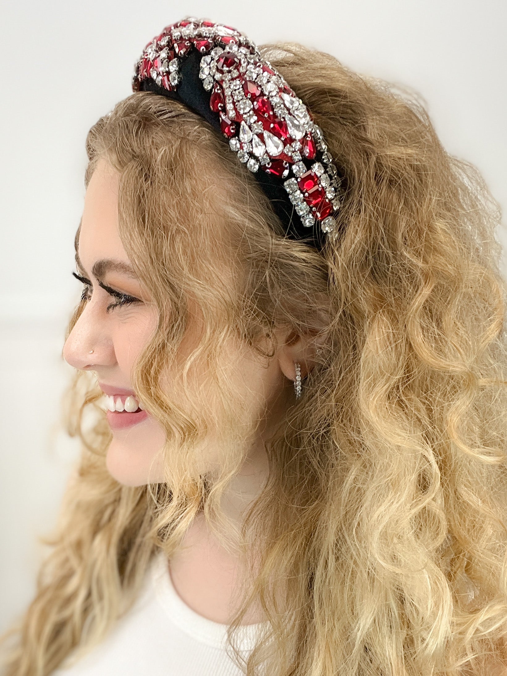 Velvet Headband Adorned with Rhinestones